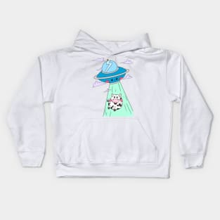 Funny Alien, Cute spaceship, kawaii Alien Kids Hoodie